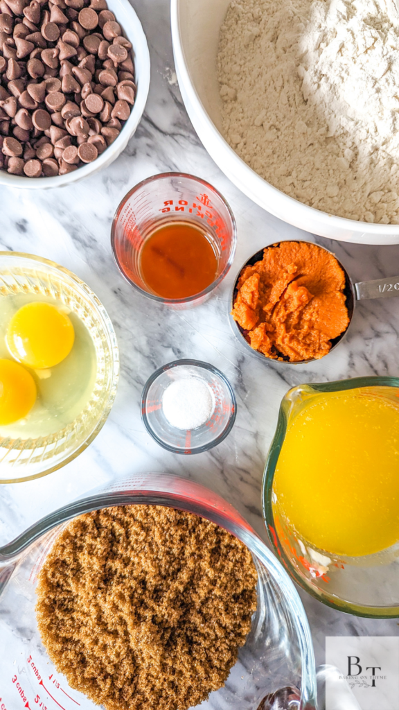 ingredients for pumpkin chocolate chips