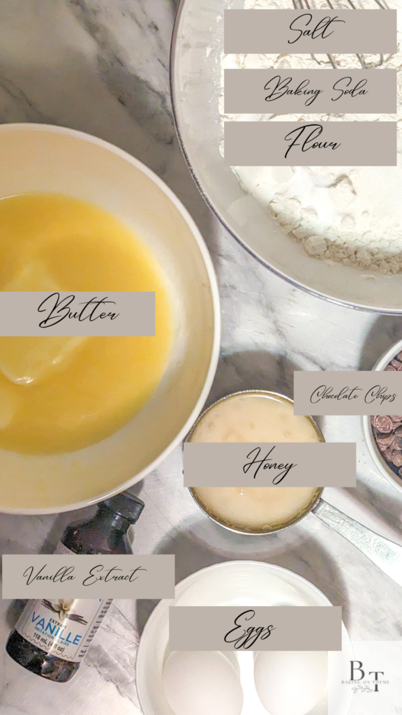 ingredient list for Chocolate Chip Cookies Made With Honey