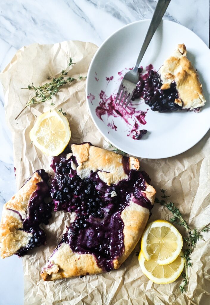 blueberry galette with lemon lactose free frosting