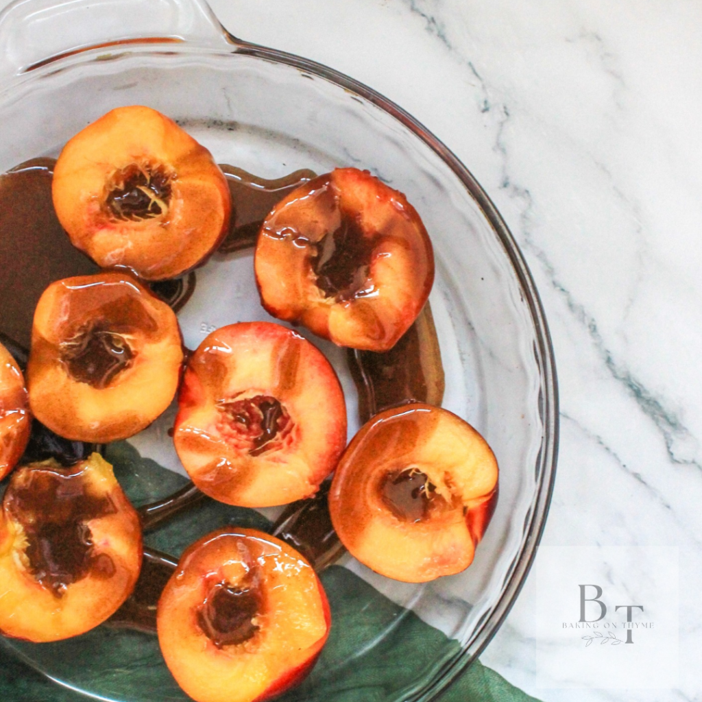 nectarine fruit with honey sauce