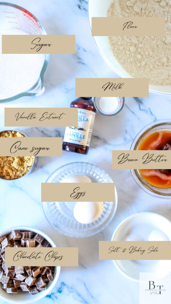 ingredients for Brown Butter Chocolate Chip Cookies