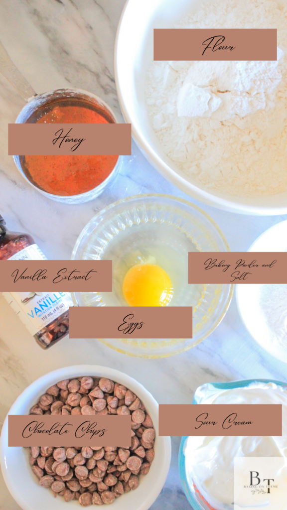 Ingredients for Jumbo Chocolate Chip Muffins Made With Honey
