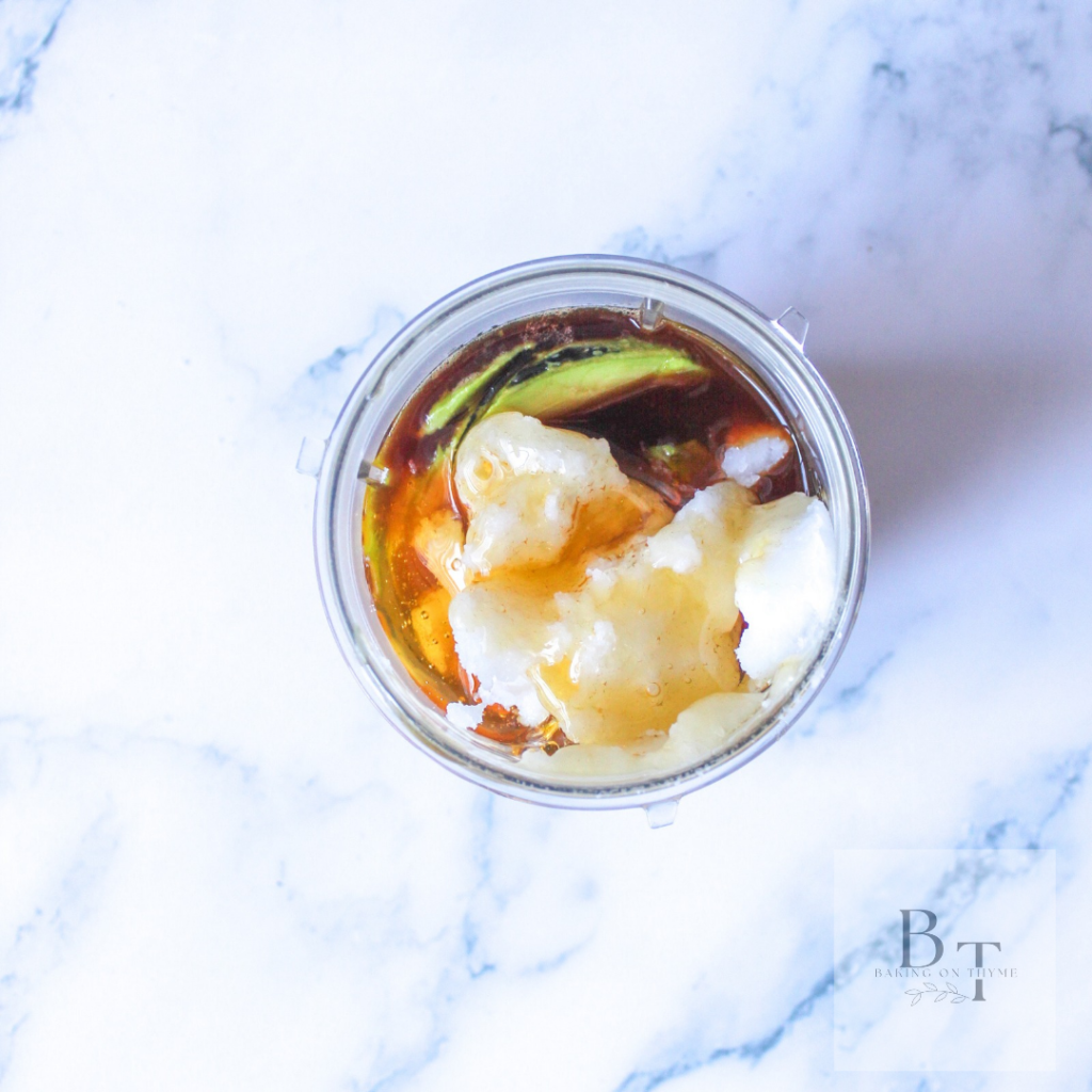 Avocado, coconut oil, honey mixture