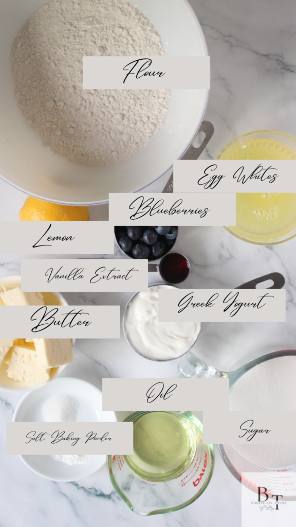 ingredients for blueberry lemon cake