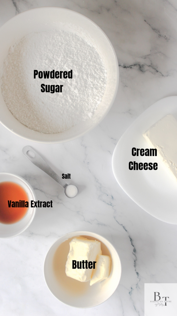ingredients for Delicious Cream Cheese Frosting - lactose free butter and cream cheese