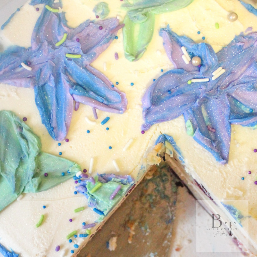 blueberry lemon cake - buttercream lemon
