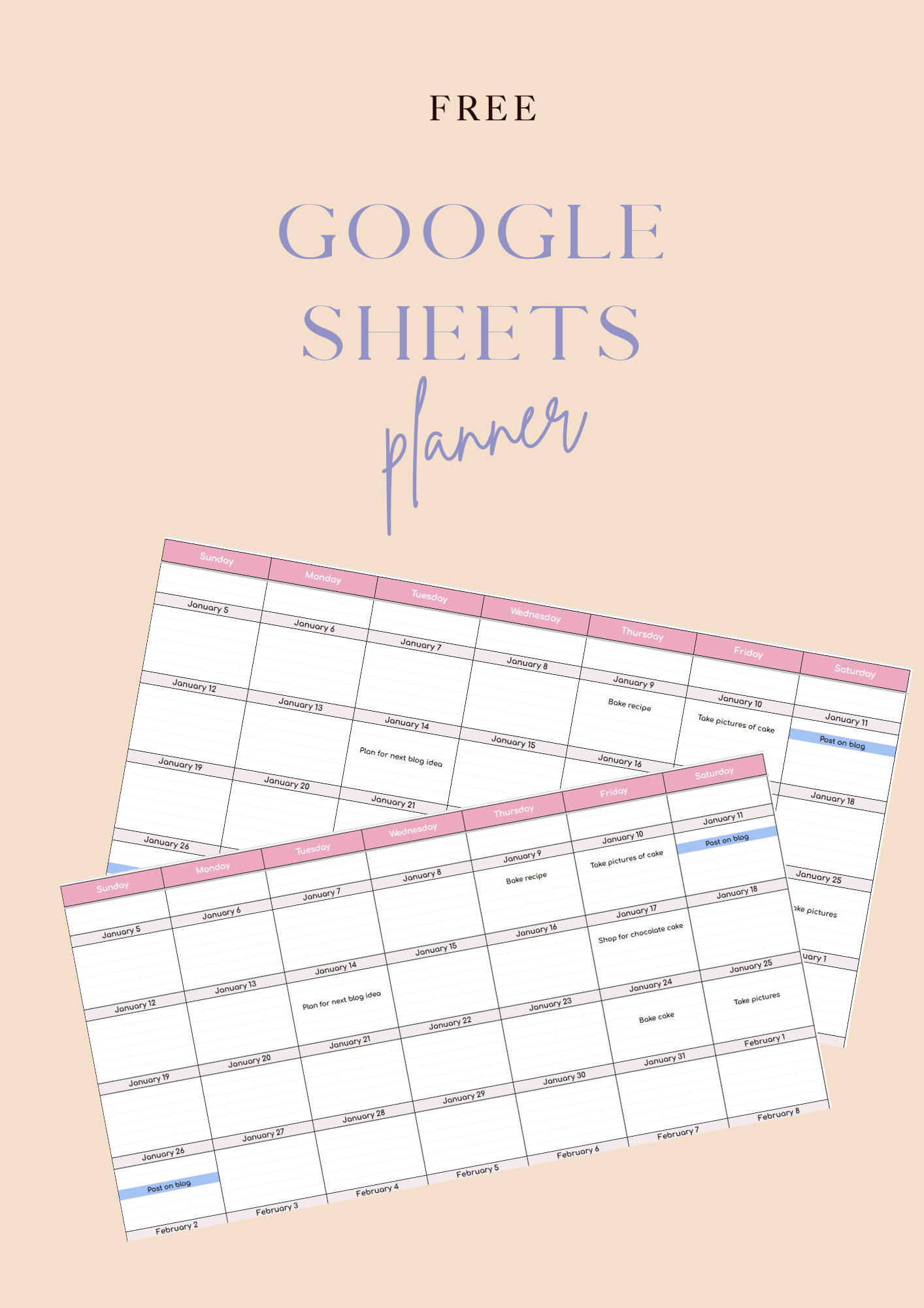 Freebie - Google sheets planner