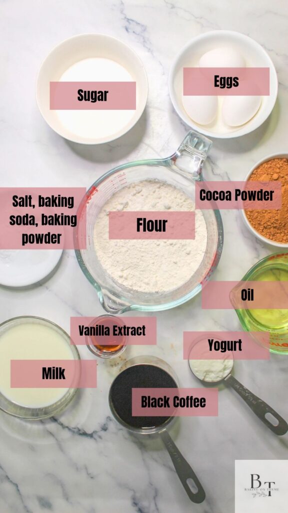 Homemade Moist Chocolate Cake - ingredients