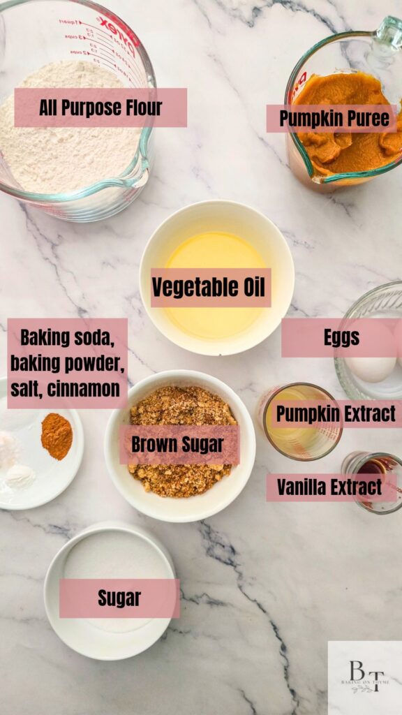 Pumpkin Bread ingredients