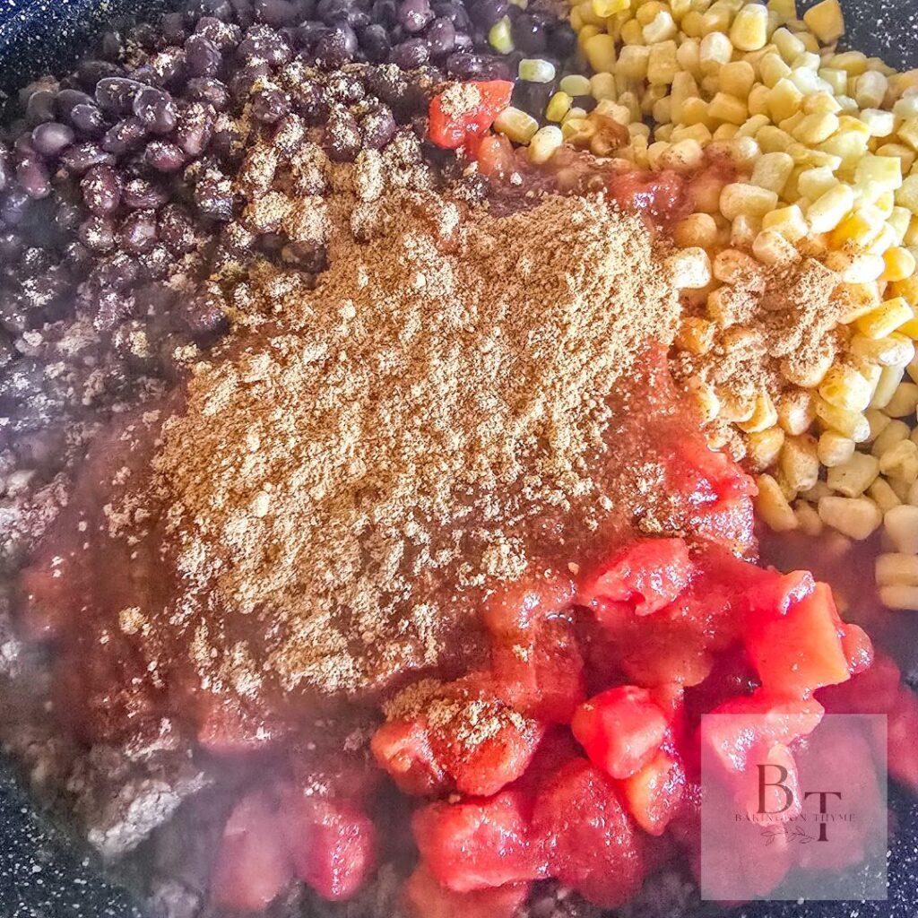 Homemade Cheesy Taco Pasta Bake - dry spices