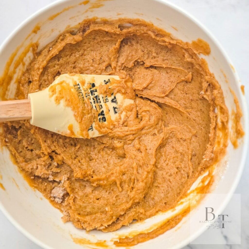 Pumpkin Bread wet ingredients. Pumpkin puree, eggs, sugar, oil