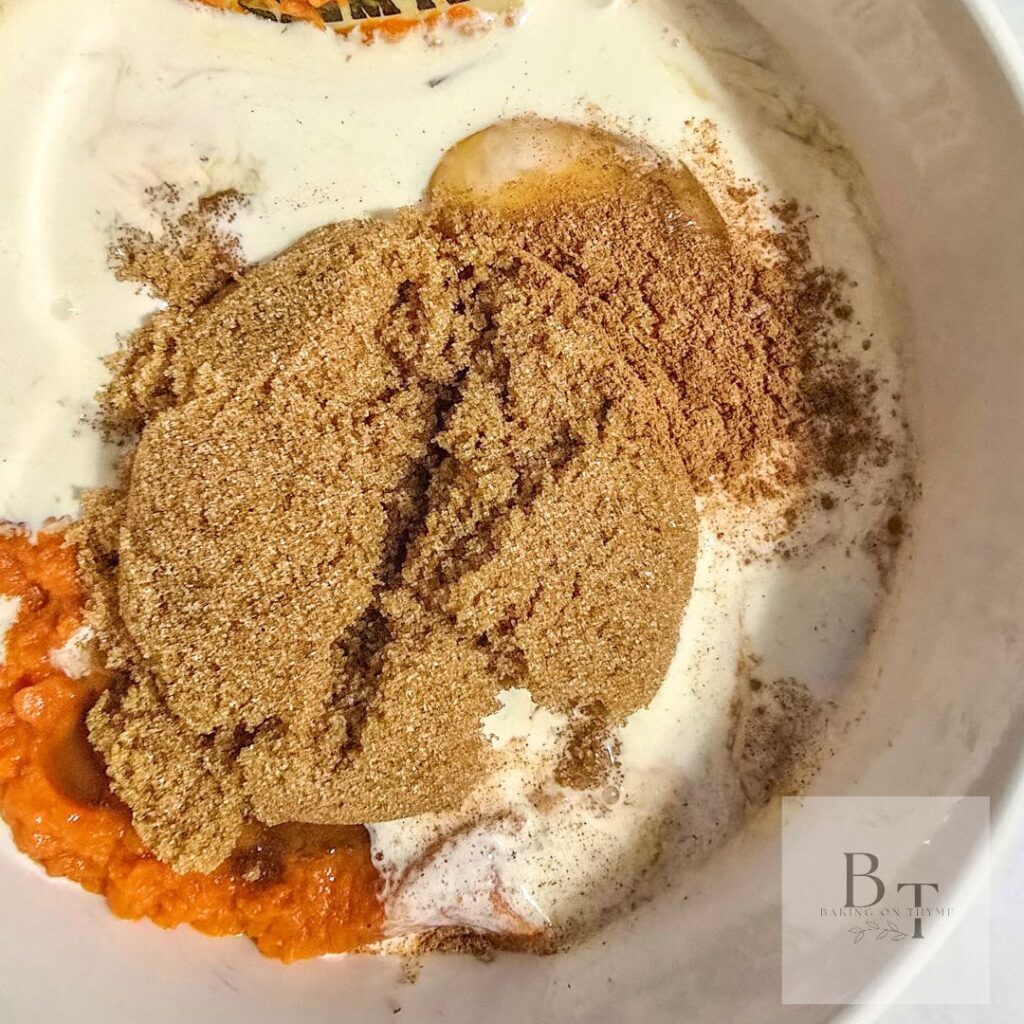 pumpkin puree, whipping cream, brown sugar