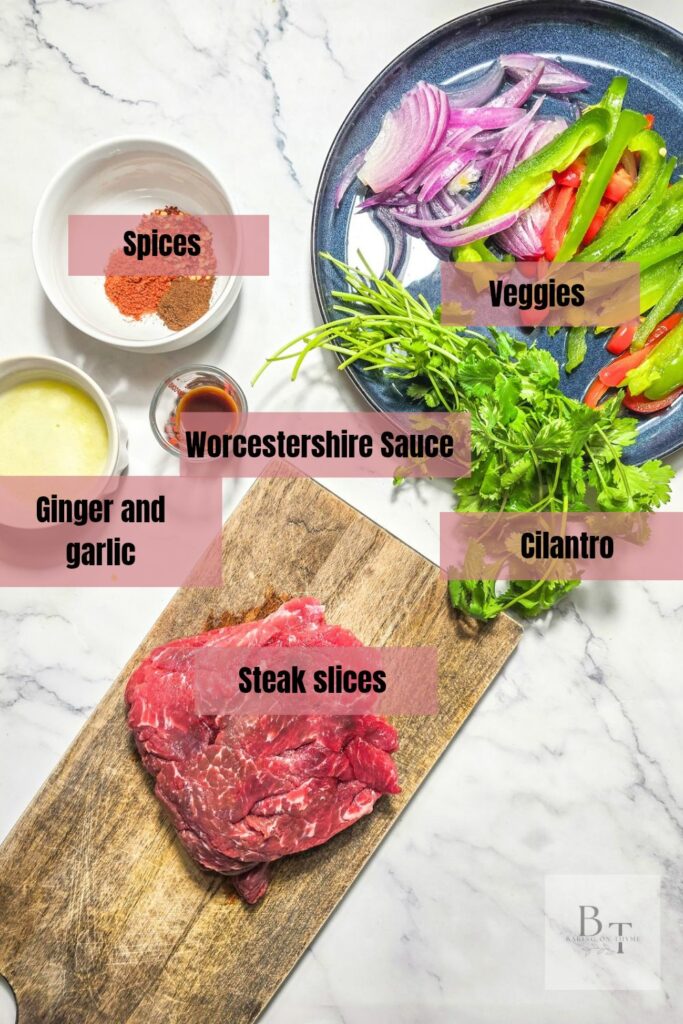 ingredients for quick and easy steak fajitas