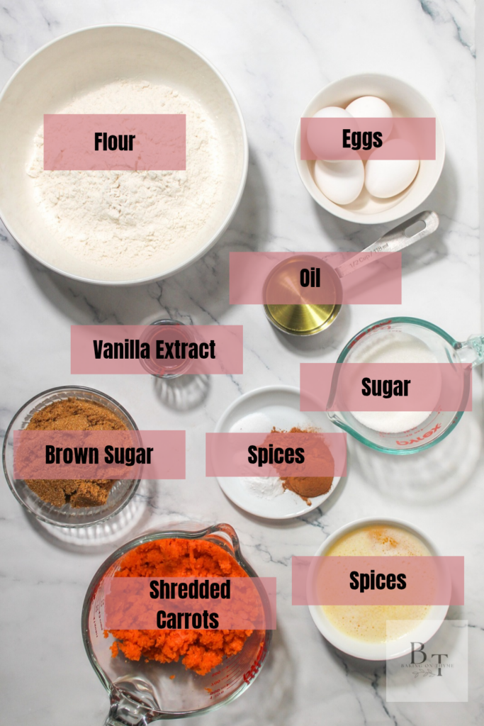 Classic Carrot Bundt Cake with Cream Cheese Frosting ingredients